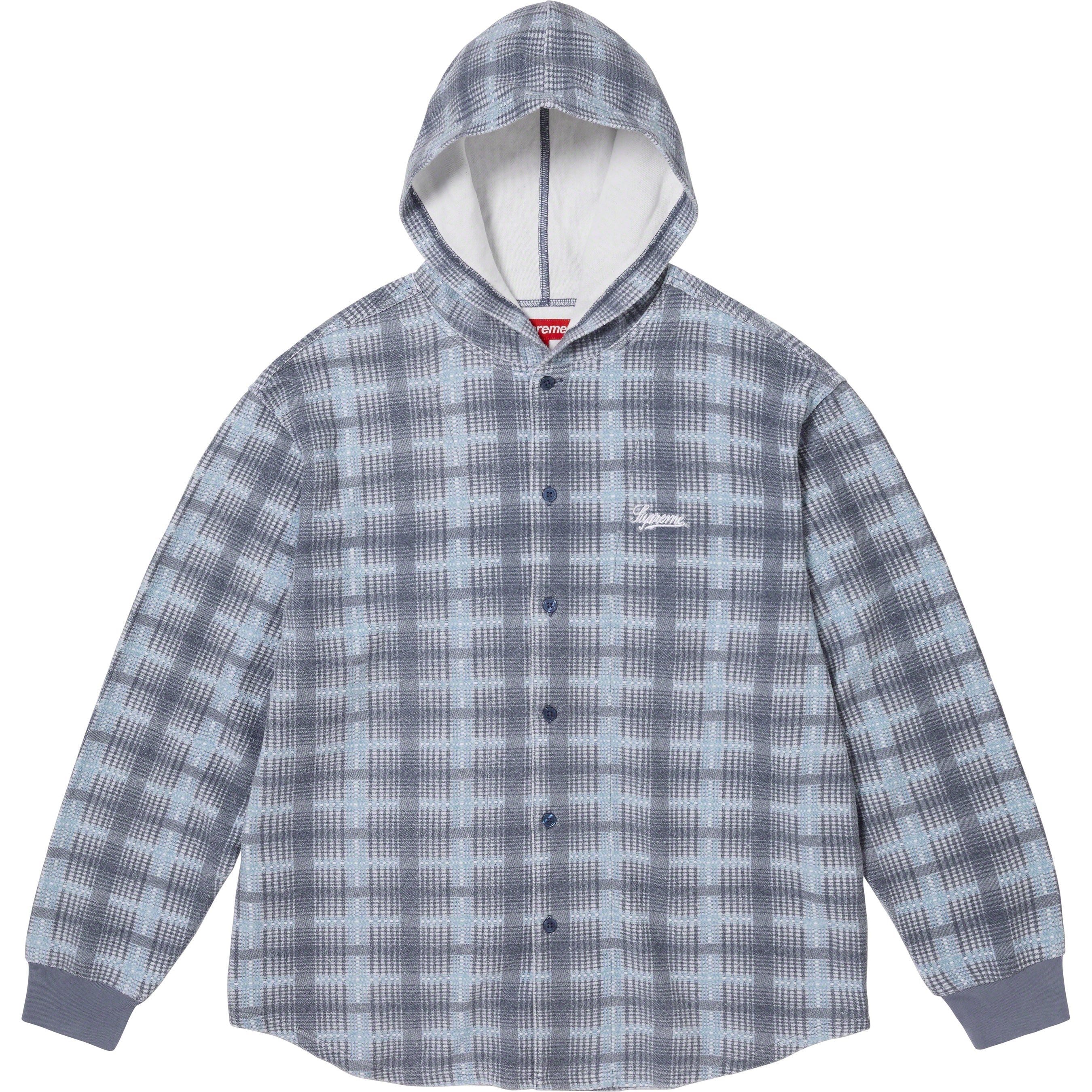 Hooded Plaid Knit Shirt view 8